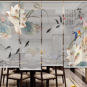 山水画喷绘卷帘